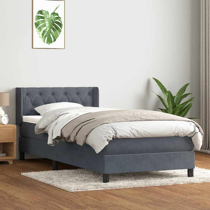 Box Spring Postel S Matrací Samet Tmavě Šedá