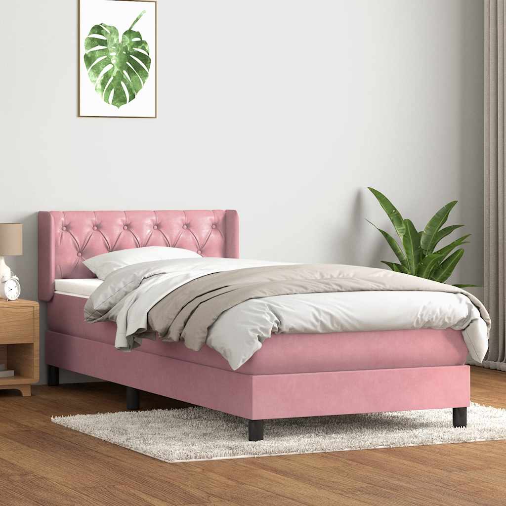 Box Spring Postel S Matrací Růžový Samet Růžová