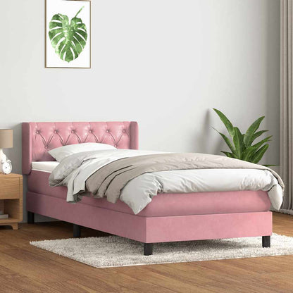 Box Spring Postel S Matrací Růžový Samet Růžová