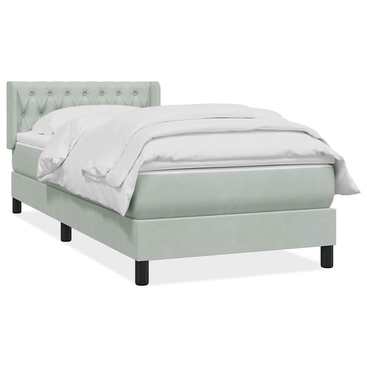 Box Spring Postel S Matrací Samet Světle Šedá