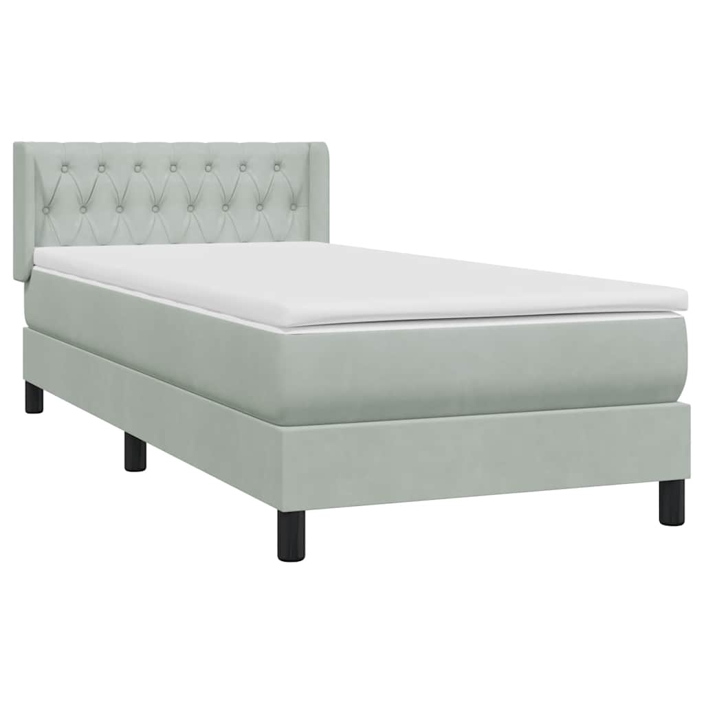 Box Spring Postel S Matrací Samet Světle Šedá