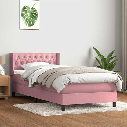 Box Spring Postel S Matrací Růžový Samet Růžová