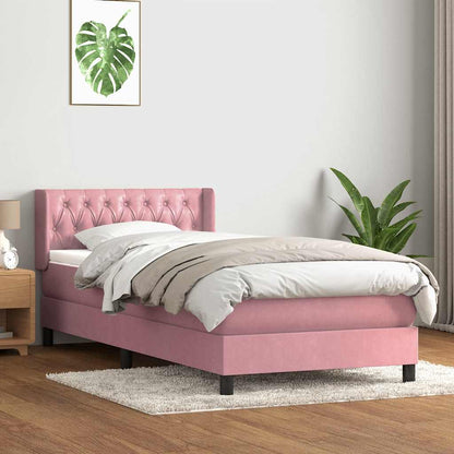Box Spring Postel S Matrací Růžový Samet Růžová