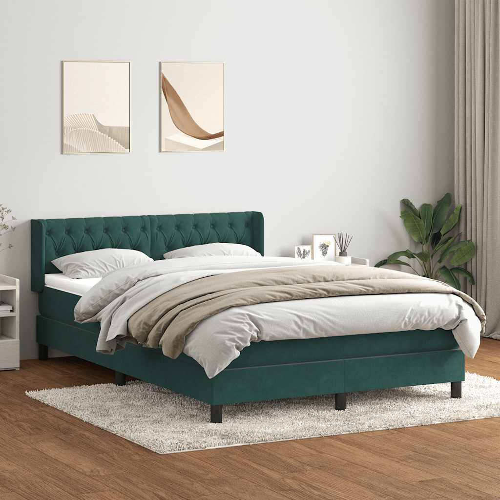 Box Spring Postel S Matrací Samet Tmavě Zelená