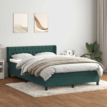 Box Spring Postel S Matrací Samet Tmavě Zelená