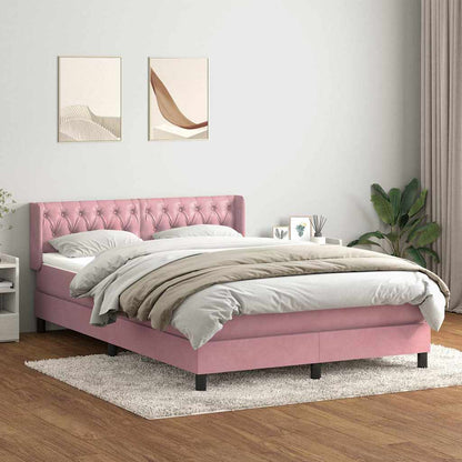 Box Spring Postel S Matrací Růžový Samet Růžová