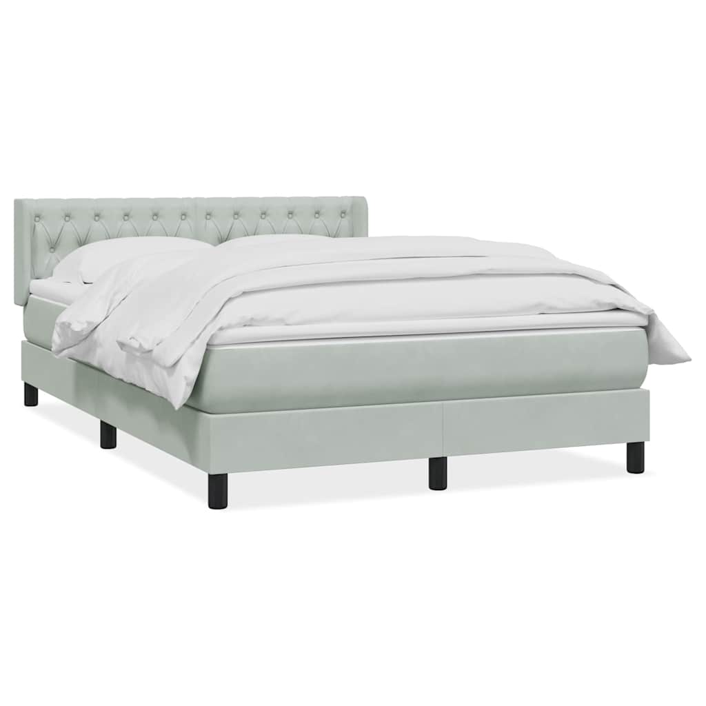 Box Spring Postel S Matrací Samet Světle Šedá