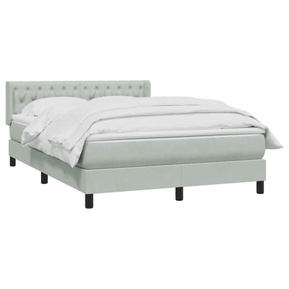 Box Spring Postel S Matrací Samet Světle Šedá