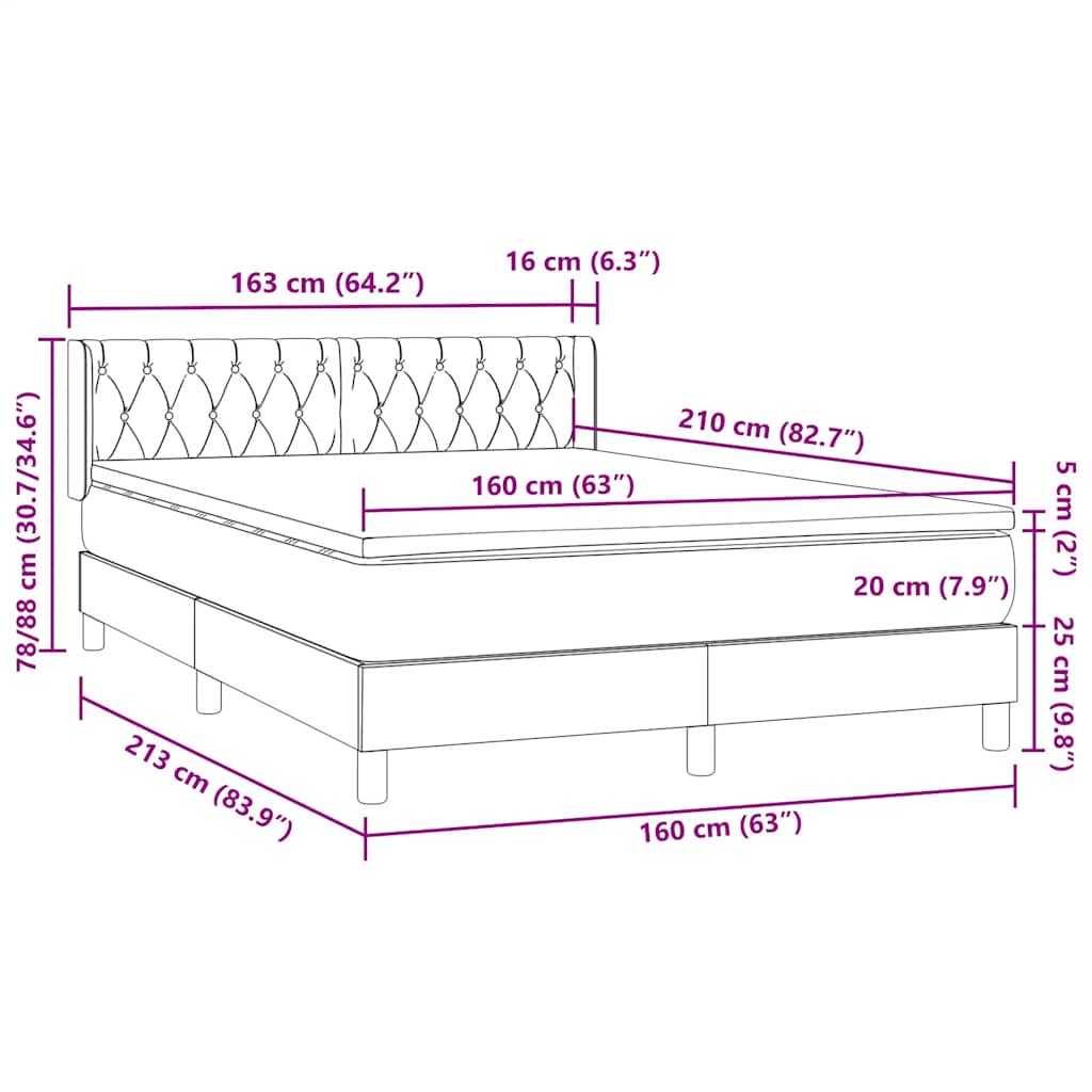 Box Spring Postel S Matrací Samet Světle Šedá