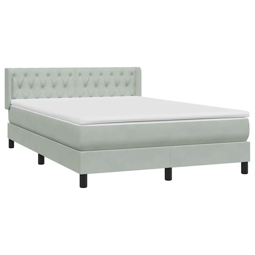 Box Spring Postel S Matrací Samet Světle Šedá