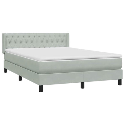 Box Spring Postel S Matrací Samet Světle Šedá