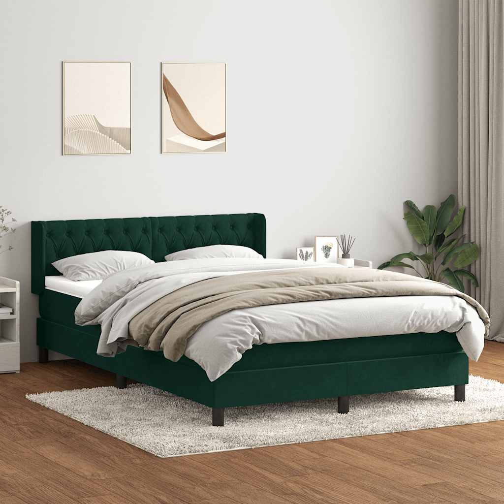 Box Spring Postel S Matrací Samet Tmavě Zelená