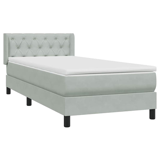 Box Spring Postel S Matrací Samet Světle Šedá