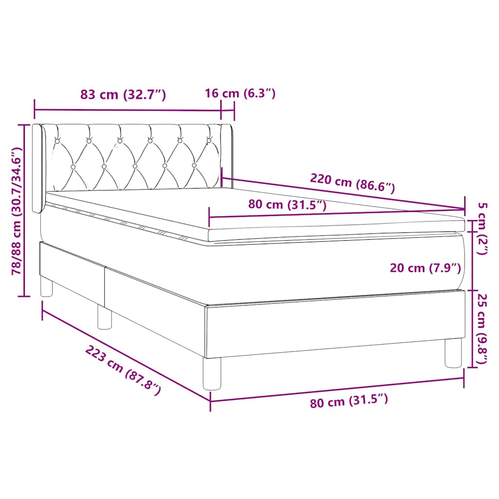 Box Spring Postel S Matrací Samet Světle Šedá