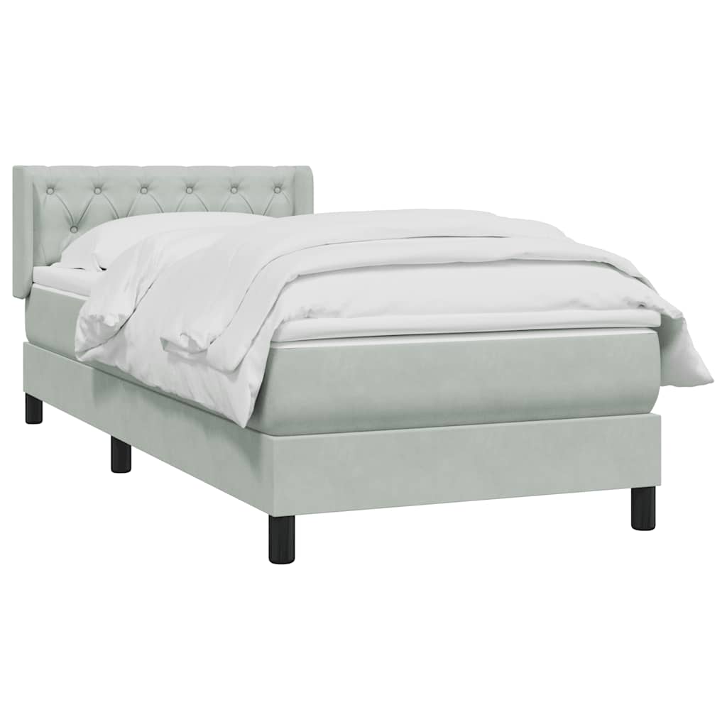 Box Spring Postel S Matrací Samet Světle Šedá