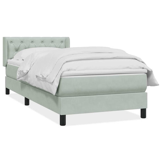 Box Spring Postel S Matrací Samet Světle Šedá