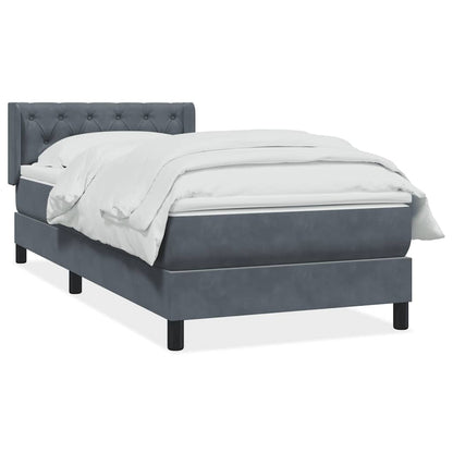 Box Spring Postel S Matrací Samet Tmavě Šedá