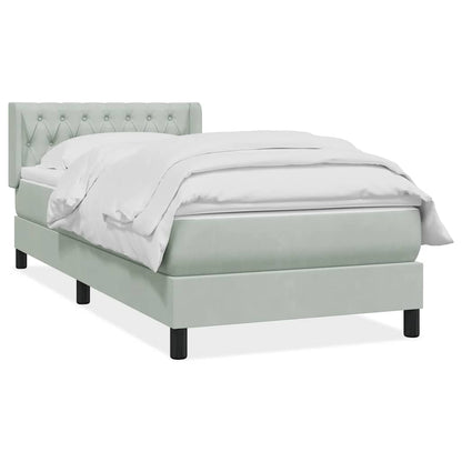 Box Spring Postel S Matrací Samet Světle Šedá