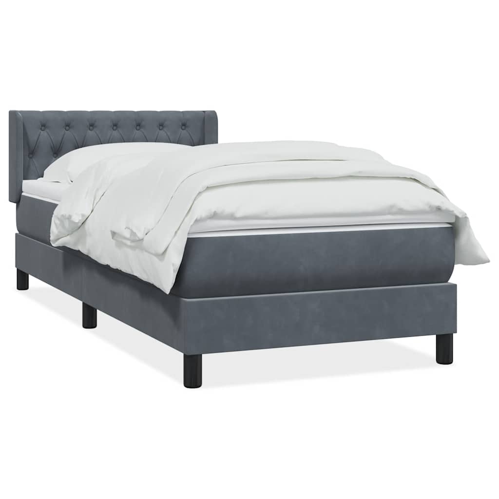 Box Spring Postel S Matrací Samet Tmavě Šedá