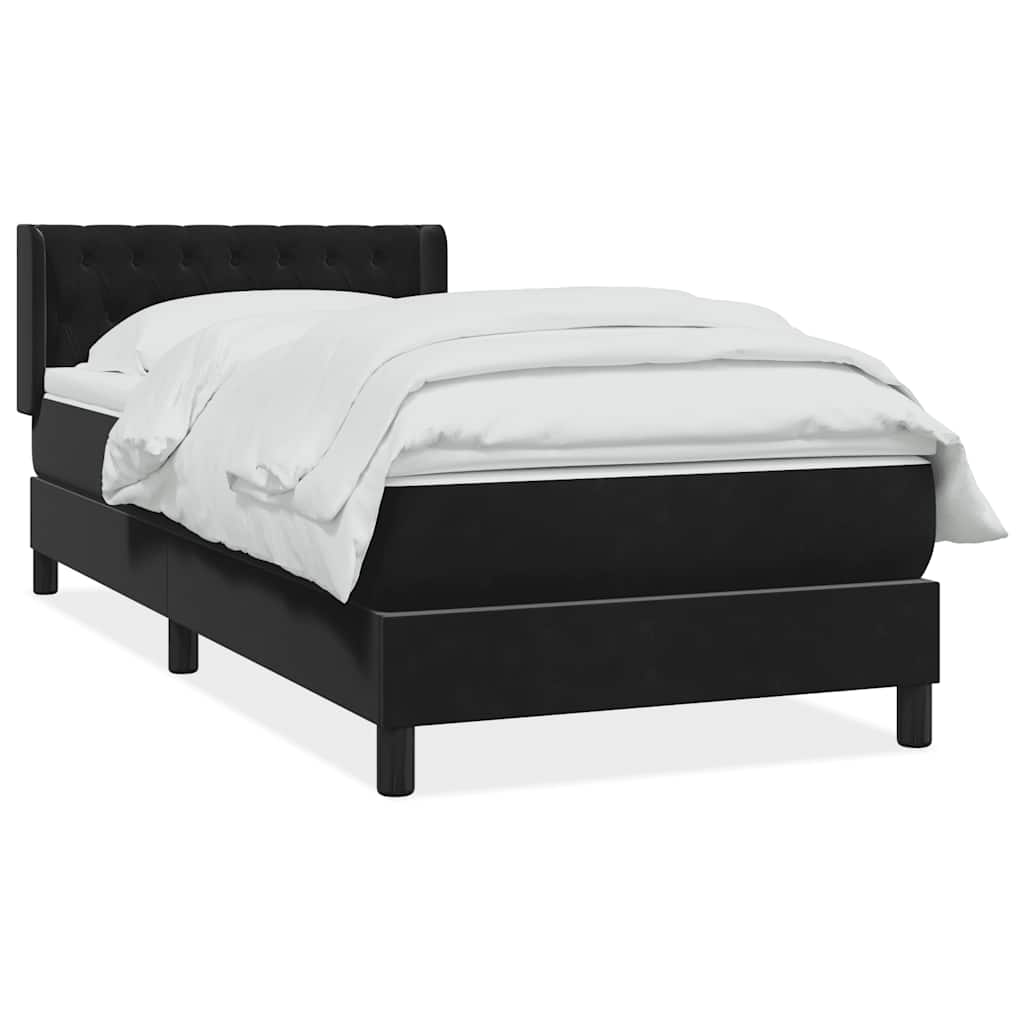 Box Spring Postel S Matrací Černá Samet Černá