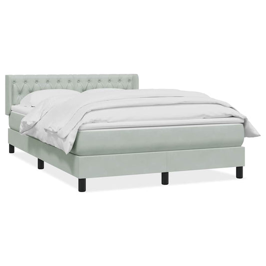 Box Spring Postel S Matrací Samet Světle Šedá