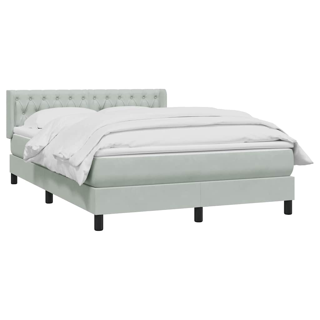 Box Spring Postel S Matrací Samet Světle Šedá