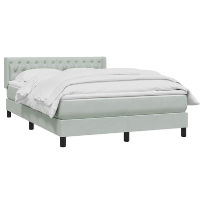 Box Spring Postel S Matrací Samet Světle Šedá