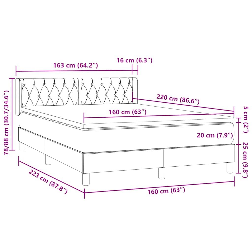Box Spring Postel S Matrací Samet Světle Šedá