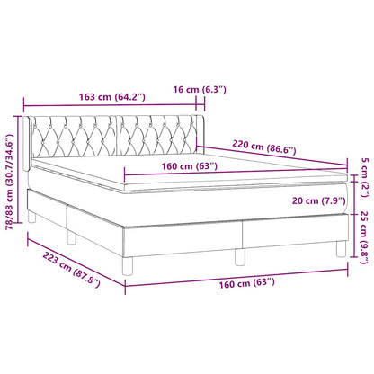 Box Spring Postel S Matrací Samet Světle Šedá