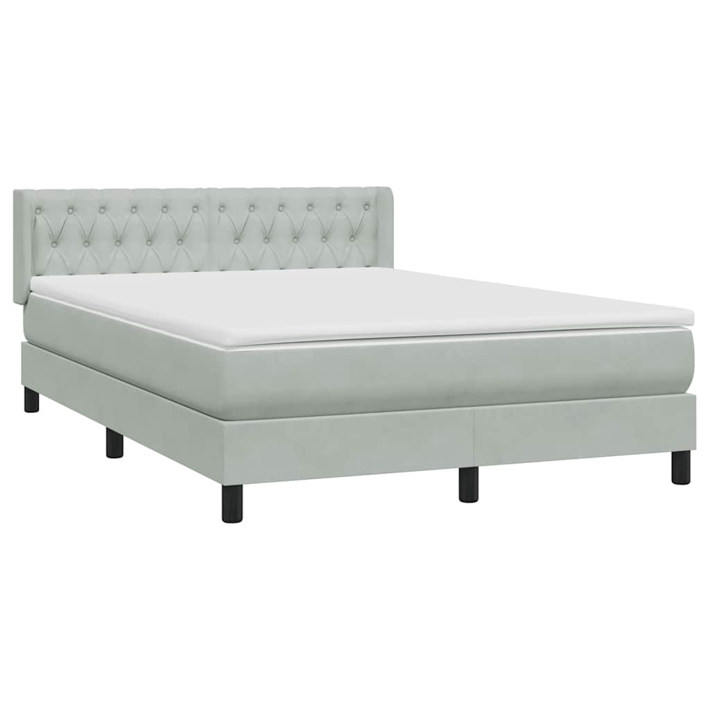 Box Spring Postel S Matrací Samet Světle Šedá