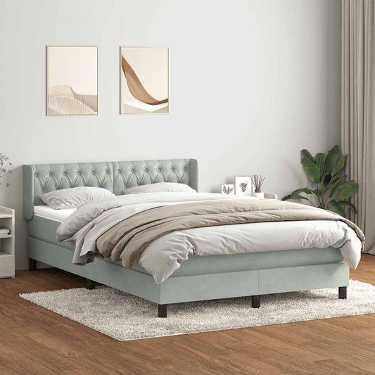 Box Spring Postel S Matrací Samet Světle Šedá