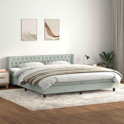 Box Spring Postel S Matrací Samet Světle Šedá