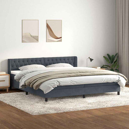 Box Spring Postel S Matrací Samet Tmavě Šedá