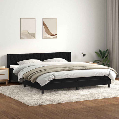 Box Spring Postel S Matrací Černá Samet Černá