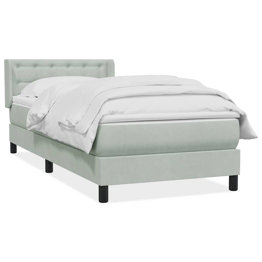 Box Spring Postel S Matrací Samet Světle Šedá