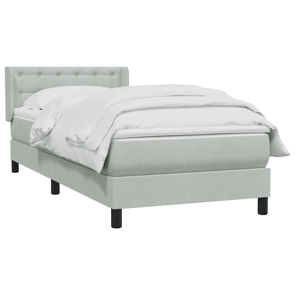 Box Spring Postel S Matrací Samet Světle Šedá
