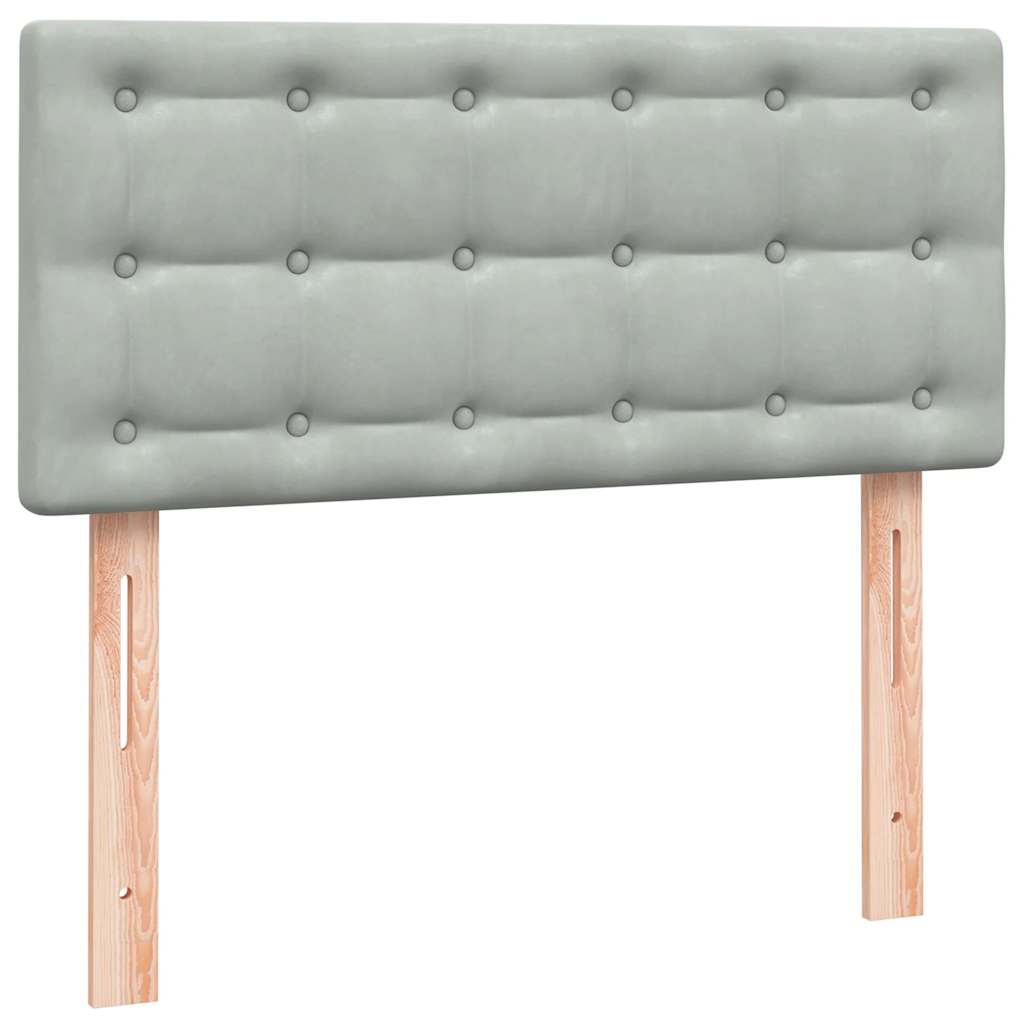 Box Spring Postel S Matrací Samet Světle Šedá