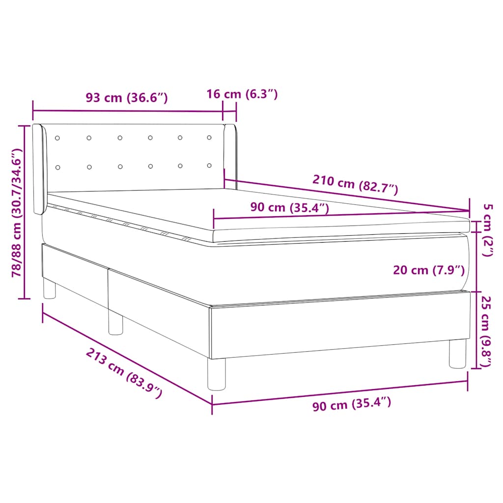 Box Spring Postel S Matrací Samet Světle Šedá