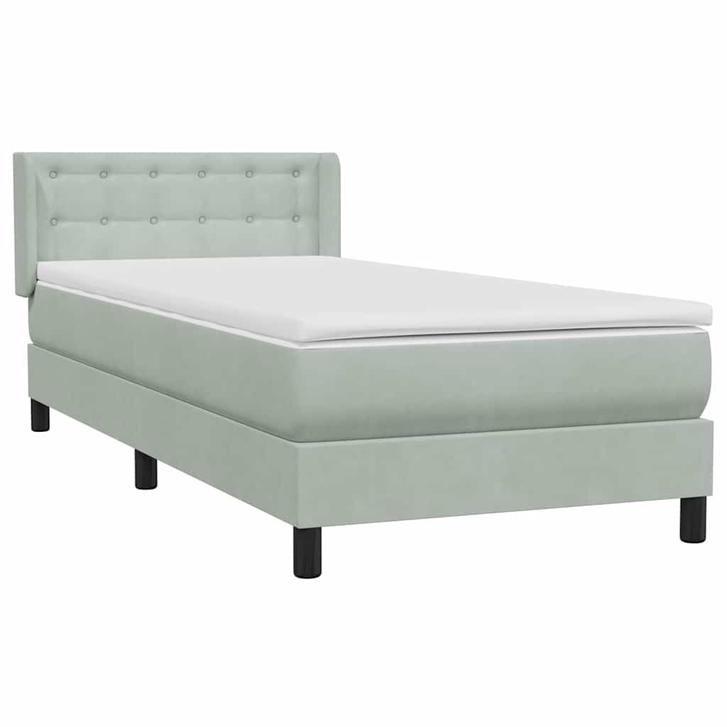 Box Spring Postel S Matrací Samet Světle Šedá