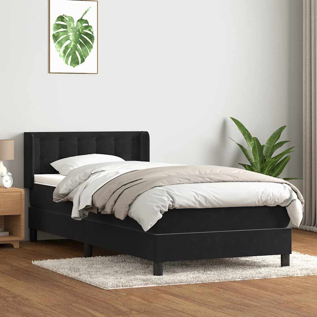 Box Spring Postel S Matrací Černá Samet Černá