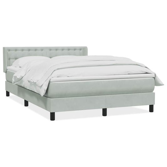 Box Spring Postel S Matrací Samet Světle Šedá