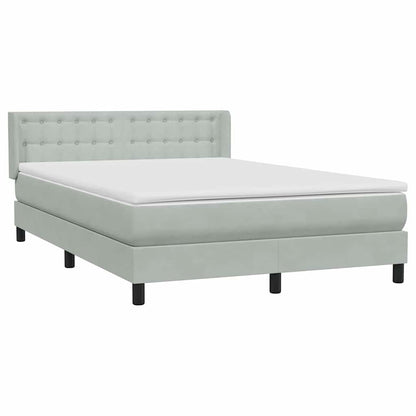 Box Spring Postel S Matrací Samet Světle Šedá
