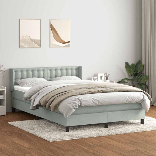 Box Spring Postel S Matrací Samet Světle Šedá