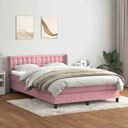 Box Spring Postel S Matrací Růžový Samet Růžová