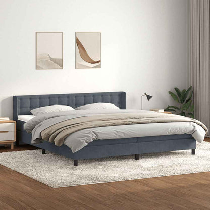Box Spring Postel S Matrací Samet Tmavě Šedá