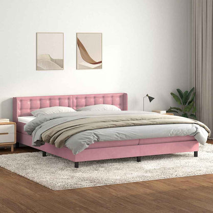 Box Spring Postel S Matrací Růžový Samet Růžová
