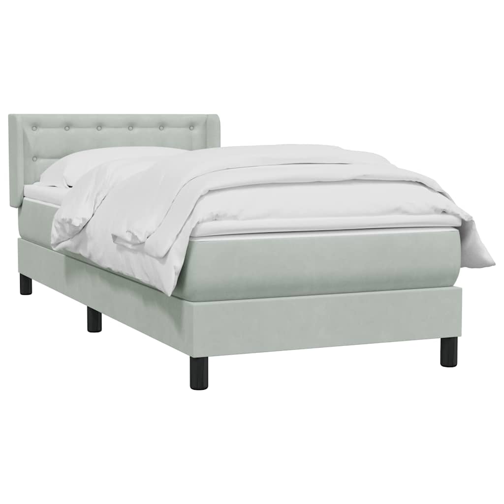 Box Spring Postel S Matrací Samet Světle Šedá