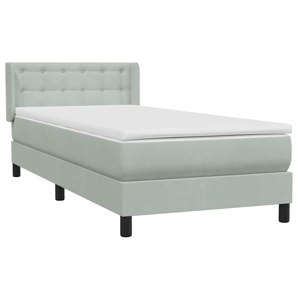 Box Spring Postel S Matrací Samet Světle Šedá