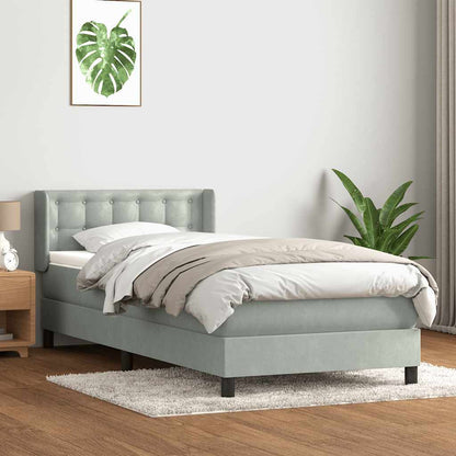 Box Spring Postel S Matrací Samet Světle Šedá
