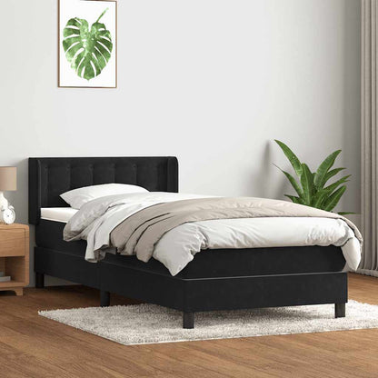 Box Spring Postel S Matrací Černá Samet Černá